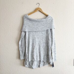 Mossimo Supply Co Gray Off-the-Shoulder Sweater